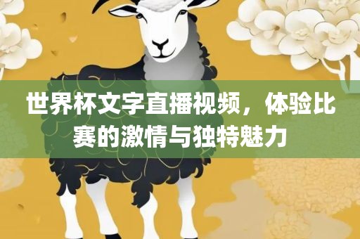 世界杯文字直播视频，体验比赛的激情与独特魅力