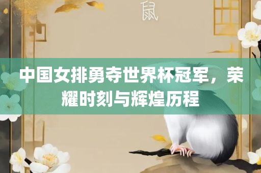 中国女排勇夺世界杯冠军，荣耀时刻与辉煌历程