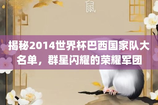 揭秘2014世界杯巴西国家队大名单，群星闪耀的荣耀军团