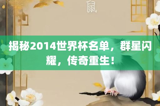 揭秘2014世界杯名单，群星闪耀，传奇重生！