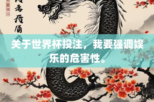 关于世界杯投注，我要强调娱乐的危害性。