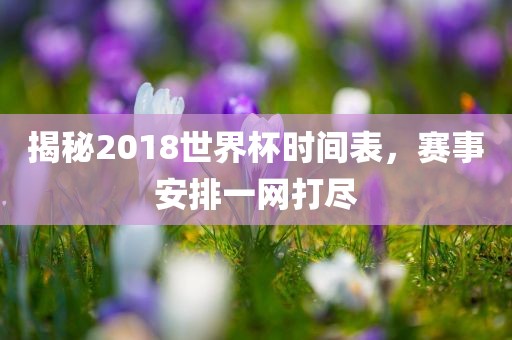 揭秘2018世界杯时间表，赛事安排一网打尽