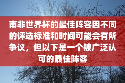 南非世界杯的最佳阵容因不同的评选标准和时间可能会有所争议，但以下是一个被广泛认可的最佳阵容