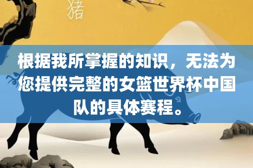 根据我所掌握的知识，无法为您提供完整的女篮世界杯中国队的具体赛程。