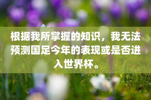 根据我所掌握的知识，我无法预测国足今年的表现或是否进入世界杯。