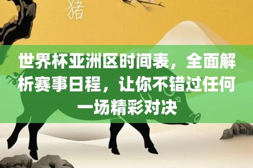 世界杯亚洲区时间表，全面解析赛事日程，让你不错过任何一场精彩对决