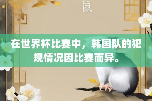在世界杯比赛中，韩国队的犯规情况因比赛而异。洛阳市法福文化传播有限公司