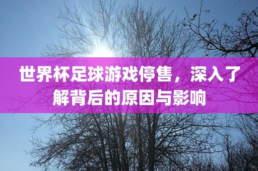 世界杯足球游戏停售，深入了解背后的原因与影响