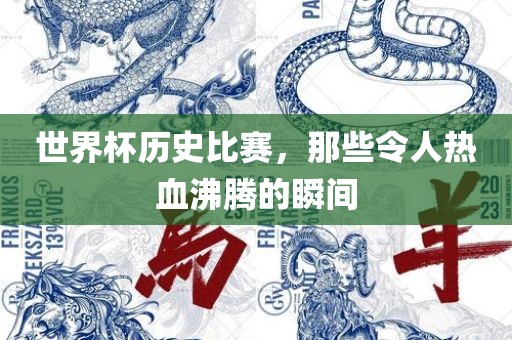 世界杯历史比赛，那些令人热血沸腾的瞬间